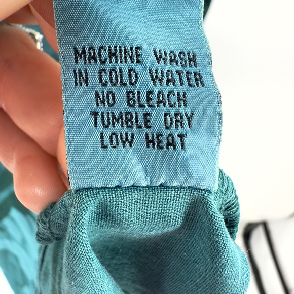 XCVI Wearables Minerva Tank Top Womens Size M Linen Blend Teal Blue Tie Button - Picture 8 of 11